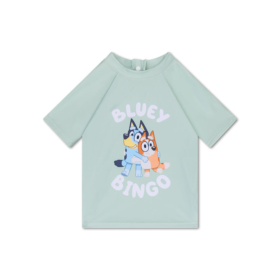 Bluey-Camiseta-de-natación-UV-verde -con-mangas-cortas-1
