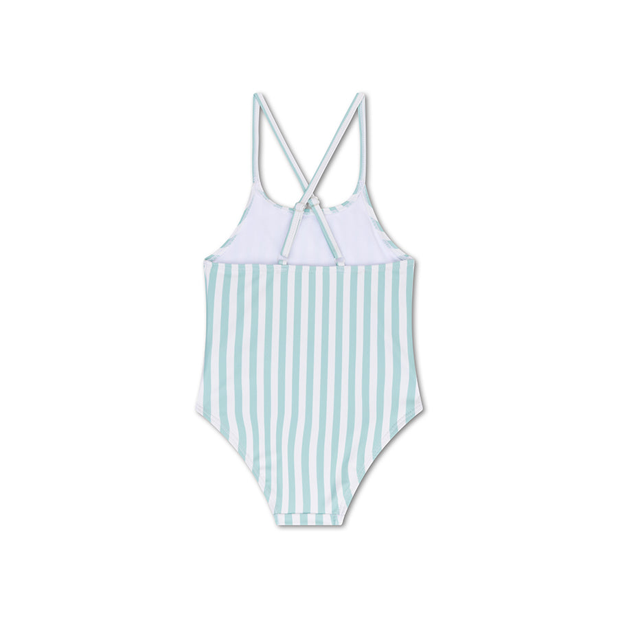 Crosslines | Bañador UV para Niña a Rayas Verde/Blanco